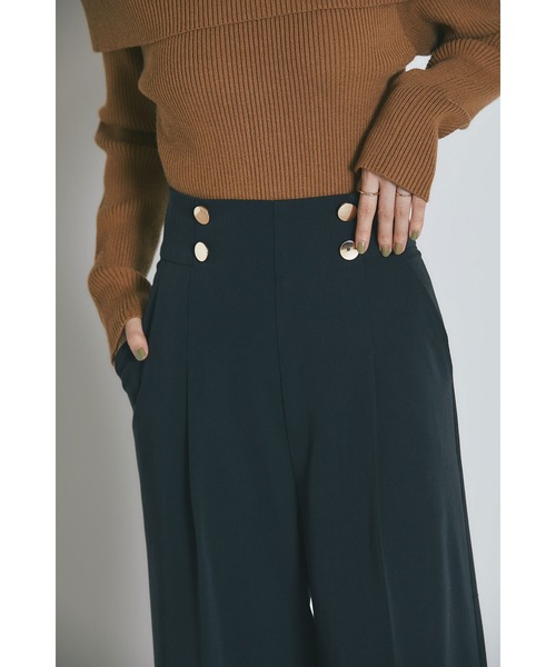 &. NOSTALGIA（アンドドットノスタルジア）の「釦デザインハイウエストタックパンツ（スラックス・レディース・グレー/ブラック・S/M）」の14枚目の写真