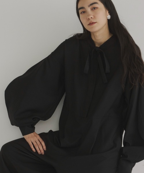 Libra Cue（リブラ キュー）の「リボンタイオールインワン（つなぎ/オールインワン・レディース・ブラック/ブルー・FREE）」の6枚目の写真