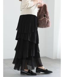 Te chichi | アシンメトリーティアードプリーツロングスカート(スカート)