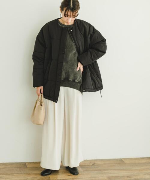 ITEMS URBANRESEARCH（アイテムズ アーバンリサーチ）の「中綿キルトオーバージャケット（ダウンジャケット/コート・レディース・ホワイト系その他/ブラック・FREE）」の9枚目の写真