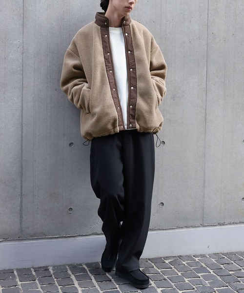 n'OrLABEL（ノアールレーベル）の「【セットアップ対応】『スタンドカラーボアジャケット』（ブルゾン・メンズ・ベージュ/ブラック・L/M）」の6枚目の写真