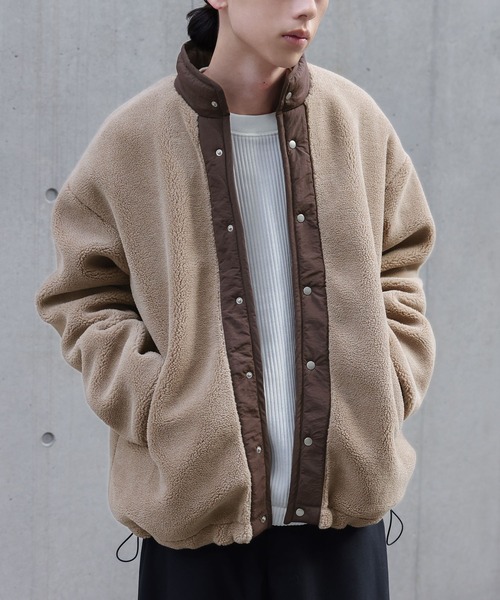 n'OrLABEL（ノアールレーベル）の「【セットアップ対応】『スタンドカラーボアジャケット』（ブルゾン・メンズ・ベージュ/ブラック・L/M）」の3枚目の写真