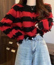 FREE STYLISTS（フリー スタイリスト）の「フリンジボーダーニットプルオーバー（ニット/セーター）」