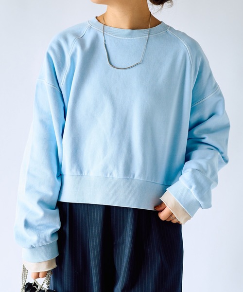 un dix cors（アンディコール）の「裏毛ピグメントカラースウェット（スウェット・レディース・ブルー/ピンク・FREE）」の2枚目の写真
