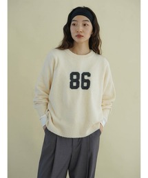 Wool-like number logo knit