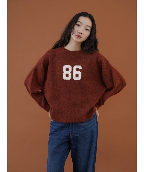 FIKA.(フィーカ)の「Wool-like number logo knit(ニット/セーター・レディース・杢グレー/モカ/オフホワイト・FREE)」の3枚目の写真