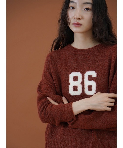 FIKA.(フィーカ)の「Wool-like number logo knit(ニット/セーター・レディース・杢グレー/モカ/オフホワイト・FREE)」の9枚目の写真
