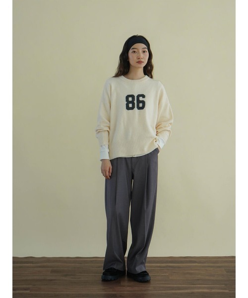 FIKA.(フィーカ)の「Wool-like number logo knit(ニット/セーター・レディース・杢グレー/モカ/オフホワイト・FREE)」の19枚目の写真