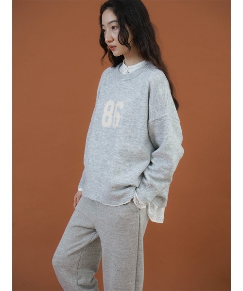 FIKA.(フィーカ)の「Wool-like number logo knit(ニット/セーター・レディース・杢グレー/モカ/オフホワイト・FREE)」の14枚目の写真