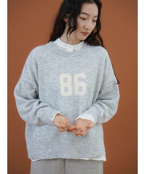 FIKA.(フィーカ)の「Wool-like number logo knit(ニット/セーター・レディース・杢グレー/モカ/オフホワイト・FREE)」の15枚目の写真
