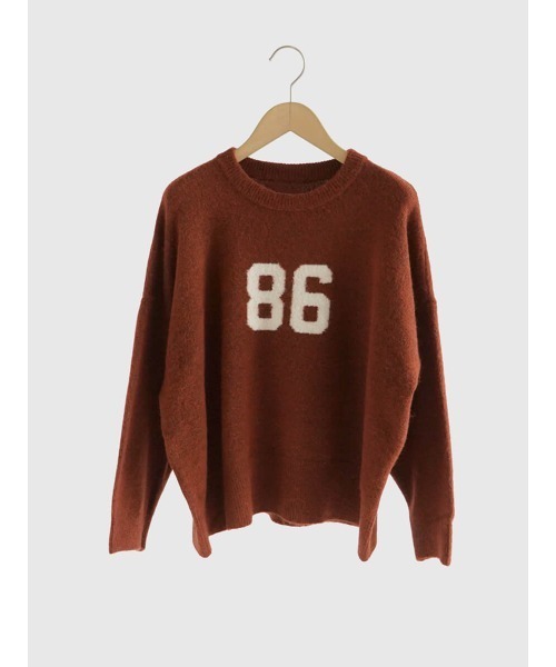 FIKA.(フィーカ)の「Wool-like number logo knit(ニット/セーター・レディース・杢グレー/モカ/オフホワイト・FREE)」の5枚目の写真