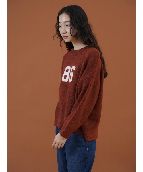 FIKA.(フィーカ)の「Wool-like number logo knit(ニット/セーター・レディース・杢グレー/モカ/オフホワイト・FREE)」の8枚目の写真