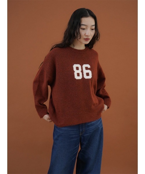 FIKA.(フィーカ)の「Wool-like number logo knit(ニット/セーター・レディース・杢グレー/モカ/オフホワイト・FREE)」の7枚目の写真