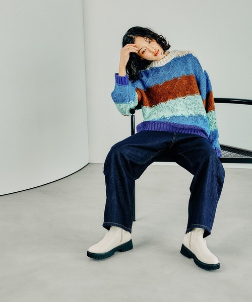 LEPSIM（レプシィム）の「1.5ゲージハンドライクMIXプルオーバー　202409（ニット/セーター・レディース・ピンク/ブルー・FREE）」の6枚目の写真