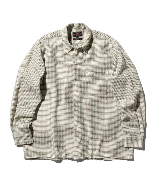 BEAMS PLUS（ビームスプラス）の「ガングラブ メッシュ オープンカラー ボタンダウン シャツ（シャツ/ブラウス・メンズ・ベージュ/ホワイト・L/S/XL/M）」の7枚目の写真
