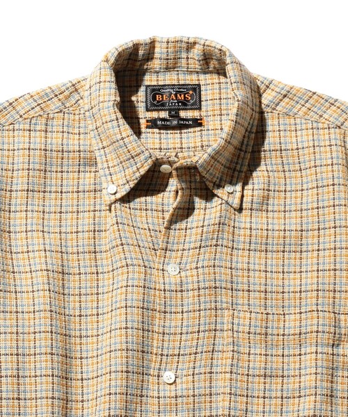 BEAMS PLUS（ビームスプラス）の「ガングラブ メッシュ オープンカラー ボタンダウン シャツ（シャツ/ブラウス・メンズ・ベージュ/ホワイト・L/S/XL/M）」の17枚目の写真