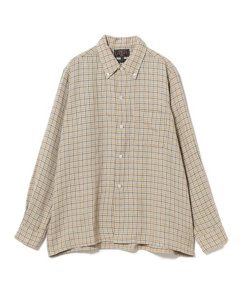 BEAMS PLUS（ビームスプラス）の「ガングラブ メッシュ オープンカラー ボタンダウン シャツ（シャツ/ブラウス・メンズ・ベージュ/ホワイト・L/S/XL/M）」の22枚目の写真