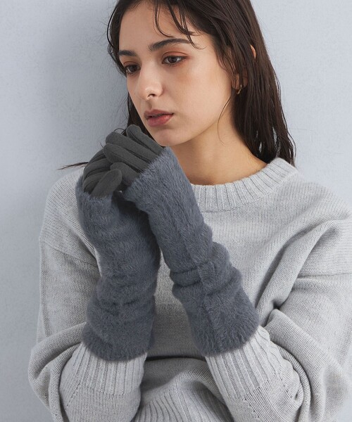 green label relaxing（グリーンレーベルリラクシング）の「【WEB限定】3WAY シャギー アームウォーマー グローブ / 手袋 ―タッチパネル対応―（手袋・レディース・オフホワイト/ライトグレー/ダークグレー・FREE）」の3枚目の写真