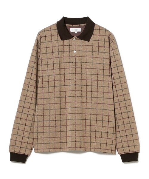 B:MING by BEAMS（ビーミングバイビームス）の「チェック ジャカード ポロ（ポロシャツ・メンズ・ブラウン/カーキ・M/S/XL/L）」の4枚目の写真