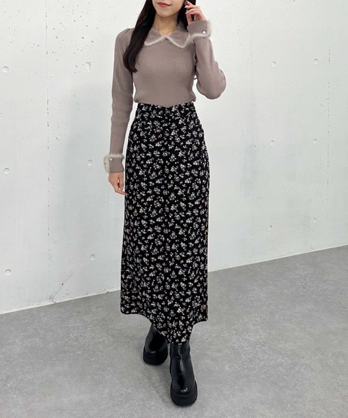 archives（アルシーヴ）の「フェザーパイピングカラーリブニット（ニット/セーター・レディース・ピンクベージュ/ブラック/アイボリー・MEDIUM）」の22枚目の写真