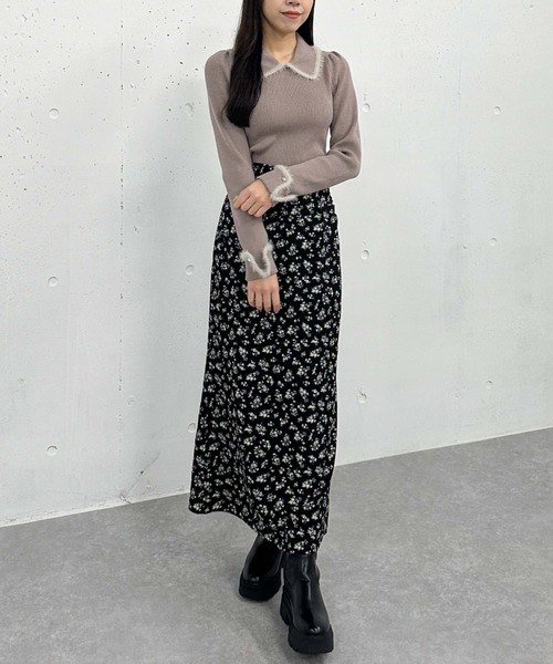 archives（アルシーヴ）の「フェザーパイピングカラーリブニット（ニット/セーター・レディース・ピンクベージュ/ブラック/アイボリー・MEDIUM）」の21枚目の写真