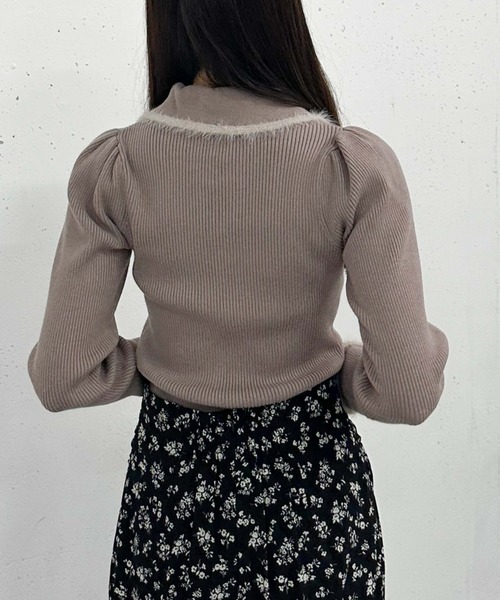 archives（アルシーヴ）の「フェザーパイピングカラーリブニット（ニット/セーター・レディース・ピンクベージュ/ブラック/アイボリー・MEDIUM）」の20枚目の写真