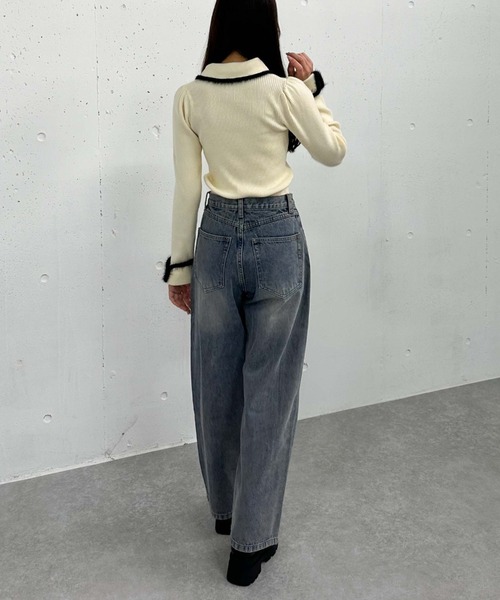 archives（アルシーヴ）の「フェザーパイピングカラーリブニット（ニット/セーター・レディース・ピンクベージュ/ブラック/アイボリー・MEDIUM）」の17枚目の写真