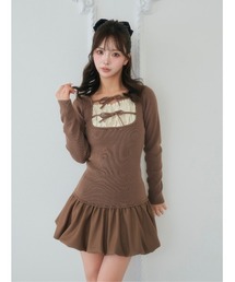 ダブルリボンドッキングバルーンミニワンピース ダブルリボンドッキングバルーンミニワンピース – Darich