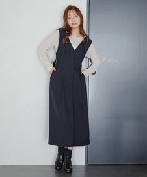 mysty woman | セットアップ着用可・Vネックジャンスカ  291187(ジャンパースカート)