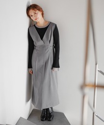 mysty woman | セットアップ着用可・Vネックジャンスカ  291187(ジャンパースカート)