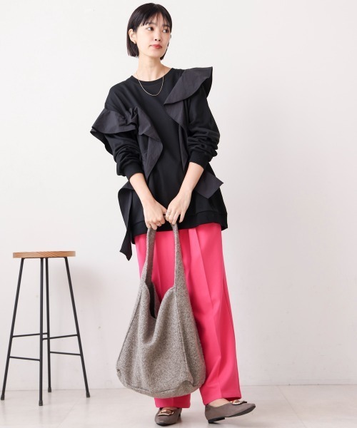 Bou Jeloud（ブージュルード）の「ウールライクショルダーバッグ（ショルダーバッグ・レディース・グレー/ブラック/レッド・ONESIZE）」の8枚目の写真