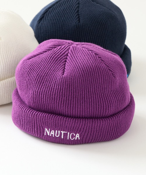 NAUTICA(ノーティカ)の「【NAUTICA】コットンロールワッチ ニット帽 NT096 CBS(ニットキャップ/ビーニー・メンズ・ホワイト/パープル/ネイビー・FREE)」の3枚目の写真