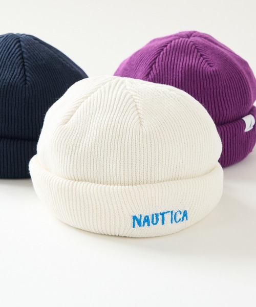 NAUTICA(ノーティカ)の「【NAUTICA】コットンロールワッチ ニット帽 NT096 CBS(ニットキャップ/ビーニー・メンズ・ホワイト/パープル/ネイビー・FREE)」の2枚目の写真
