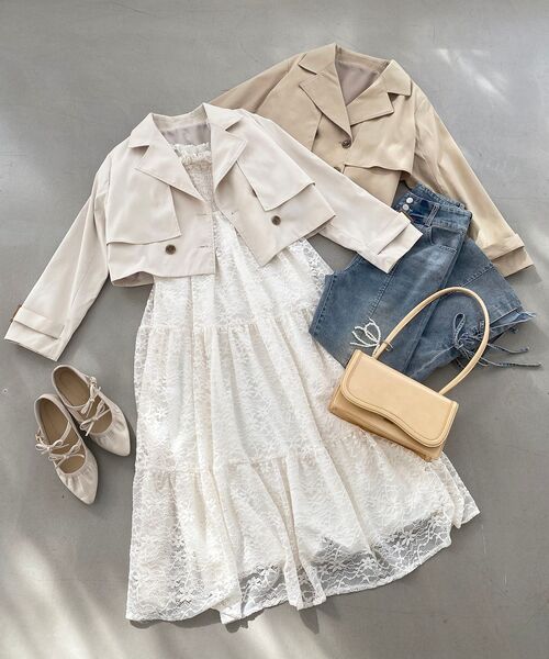 MAJESTIC LEGON（マジェスティックレゴン）の「ショートトレンチコート（トレンチコート・レディース・ベージュ/アイボリー・SMALL/MEDIUM）」の3枚目の写真