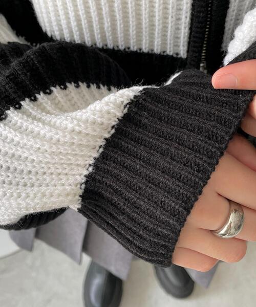 WEGO（ウィゴー）の「WEGO/ダブルジップショートニットブルゾン（カーディガン/ボレロ・レディース・ブラック系その他5/グレー/アイボリー・FREE）」の17枚目の写真