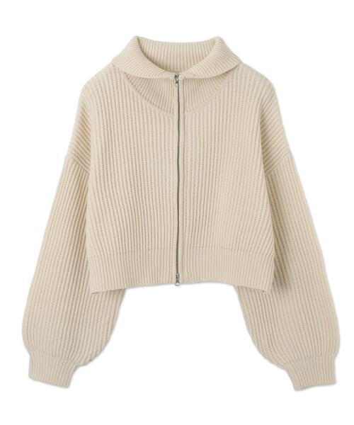 WEGO（ウィゴー）の「WEGO/ダブルジップショートニットブルゾン（カーディガン/ボレロ・レディース・ブラック系その他5/グレー/アイボリー・FREE）」の5枚目の写真