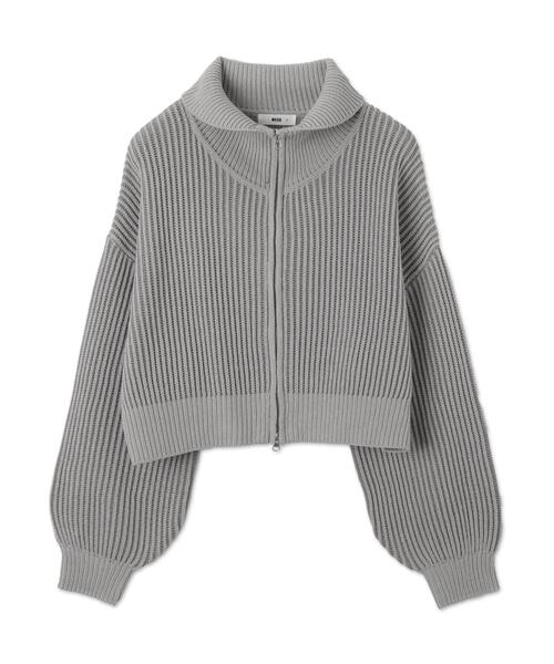 WEGO（ウィゴー）の「WEGO/ダブルジップショートニットブルゾン（カーディガン/ボレロ・レディース・ブラック系その他5/グレー/アイボリー・FREE）」の7枚目の写真