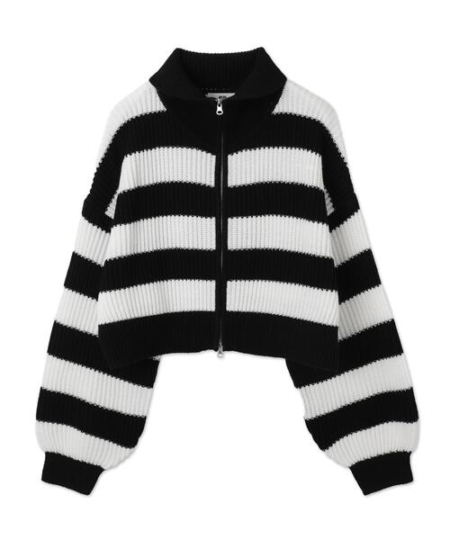 WEGO（ウィゴー）の「WEGO/ダブルジップショートニットブルゾン（カーディガン/ボレロ・レディース・ブラック系その他5/グレー/アイボリー・FREE）」の6枚目の写真