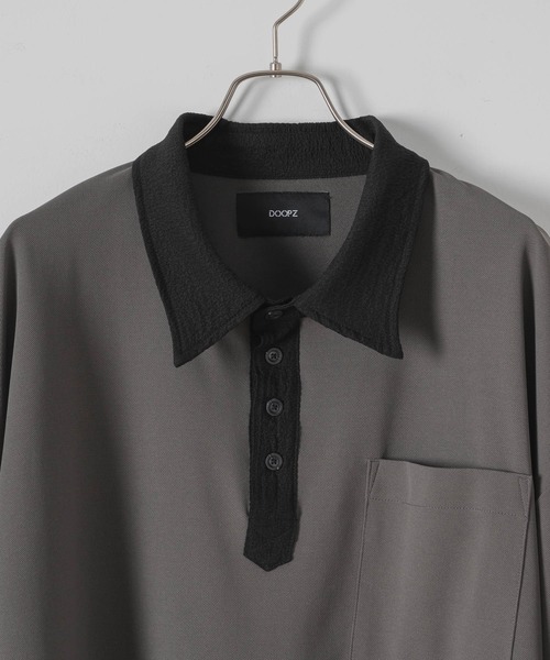 DOOPZ（ドープス）の「Moss stitch polo long T - 鹿の子切替カットソー（シャツ/ブラウス・メンズ・ブラック/グレー・SMALL/MEDIUM/LARGE）」の19枚目の写真