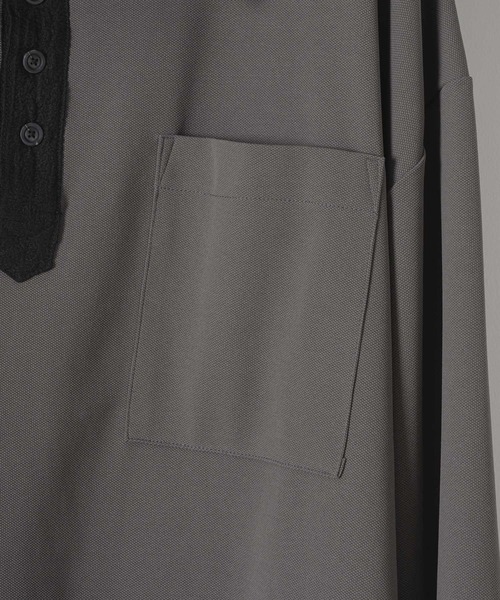 DOOPZ（ドープス）の「Moss stitch polo long T - 鹿の子切替カットソー（シャツ/ブラウス・メンズ・ブラック/グレー・SMALL/MEDIUM/LARGE）」の20枚目の写真