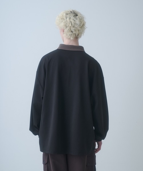 DOOPZ（ドープス）の「Moss stitch polo long T - 鹿の子切替カットソー（シャツ/ブラウス・メンズ・ブラック/グレー・SMALL/MEDIUM/LARGE）」の6枚目の写真