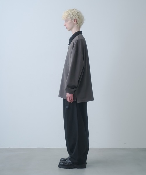 DOOPZ（ドープス）の「Moss stitch polo long T - 鹿の子切替カットソー（シャツ/ブラウス・メンズ・ブラック/グレー・SMALL/MEDIUM/LARGE）」の16枚目の写真