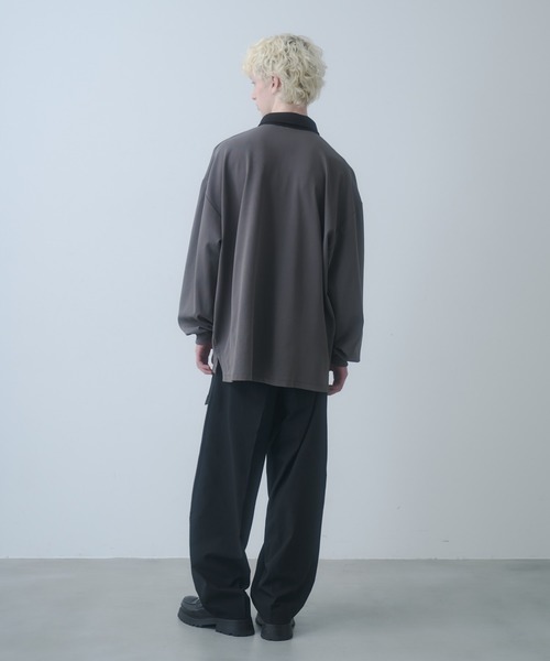 DOOPZ（ドープス）の「Moss stitch polo long T - 鹿の子切替カットソー（シャツ/ブラウス・メンズ・ブラック/グレー・SMALL/MEDIUM/LARGE）」の17枚目の写真