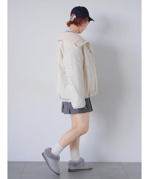 ehka sopo（エヘカソポ）の「リバーシブルボアジャケット（ブルゾン・レディース・グレー/ピンク/キナリ・F）」の22枚目の写真