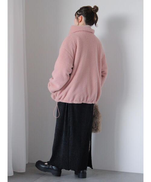 ehka sopo（エヘカソポ）の「リバーシブルボアジャケット（ブルゾン・レディース・グレー/ピンク/キナリ・F）」の12枚目の写真