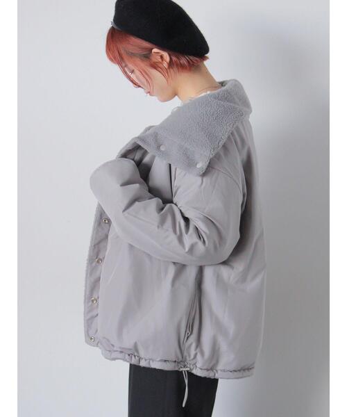 ehka sopo（エヘカソポ）の「リバーシブルボアジャケット（ブルゾン・レディース・グレー/ピンク/キナリ・F）」の5枚目の写真