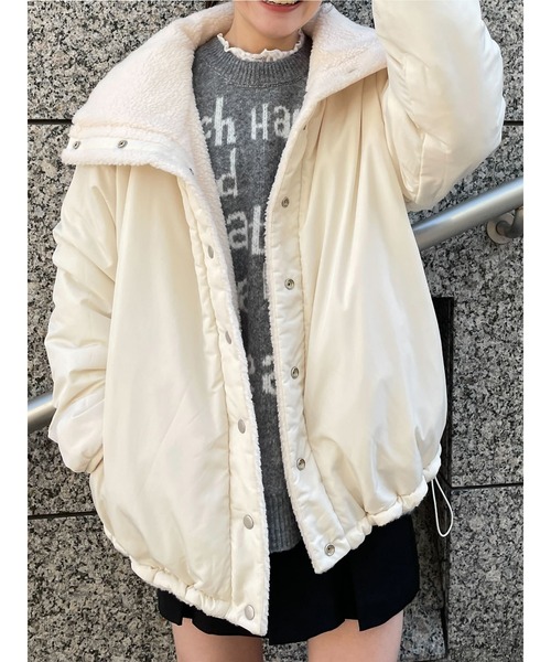 ehka sopo（エヘカソポ）の「リバーシブルボアジャケット（ブルゾン・レディース・グレー/ピンク/キナリ・F）」の2枚目の写真