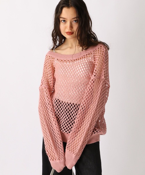 FOREVER 21（フォーエバー トゥエンティーワン）の「【2025SS】2WAYメッシュニットプルオーバー（ニット/セーター・レディース・ナチュラル/ピンク/ブラウン/ブラック・FREE）」の4枚目の写真