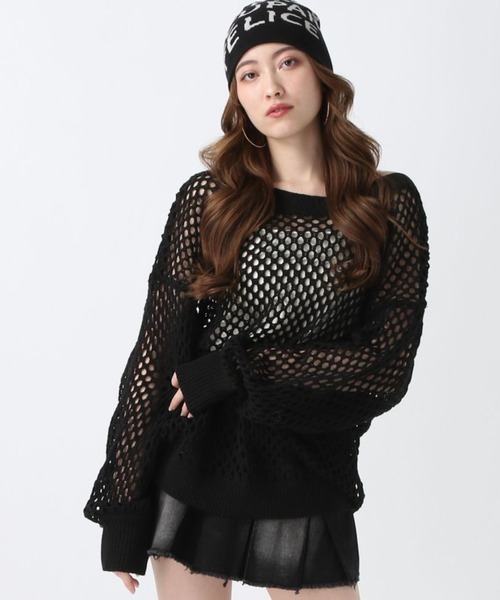 FOREVER 21（フォーエバー トゥエンティーワン）の「【2025SS】2WAYメッシュニットプルオーバー（ニット/セーター・レディース・ナチュラル/ピンク/ブラウン/ブラック・FREE）」の2枚目の写真