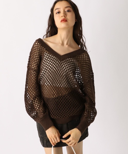 FOREVER 21（フォーエバー トゥエンティーワン）の「【2025SS】2WAYメッシュニットプルオーバー（ニット/セーター・レディース・ナチュラル/ピンク/ブラウン/ブラック・FREE）」の17枚目の写真